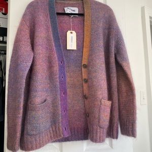 RE/DONE oversized rainbow cardigan sweater